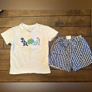 Stitchy Fish Dino shirt and short set 3T